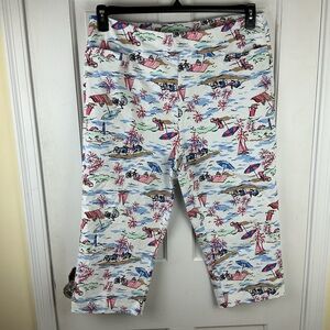 Kim Rogers Summer Print Pull On Stretch Capri Pants Size 18